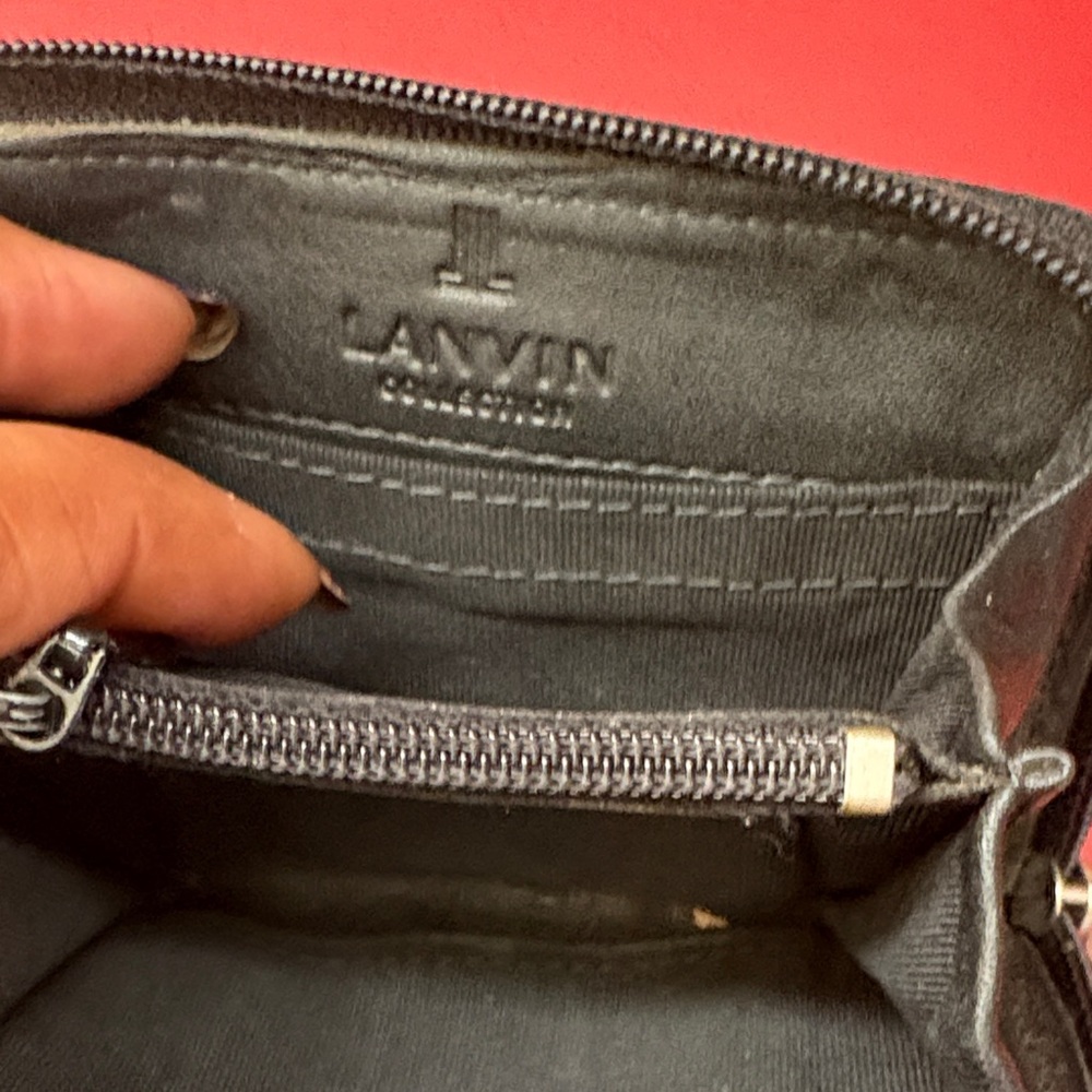 Lanvin Charcoal Leather Wallet card holder